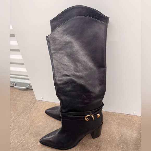 New Schutz Black Leather Knee-High Boots 10.5 - Picture 5 of 7